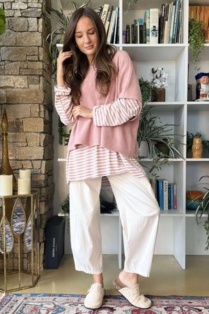  Perfect Breton V Long Sleeve Top Rose /20
